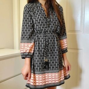Belted Geometric Dress